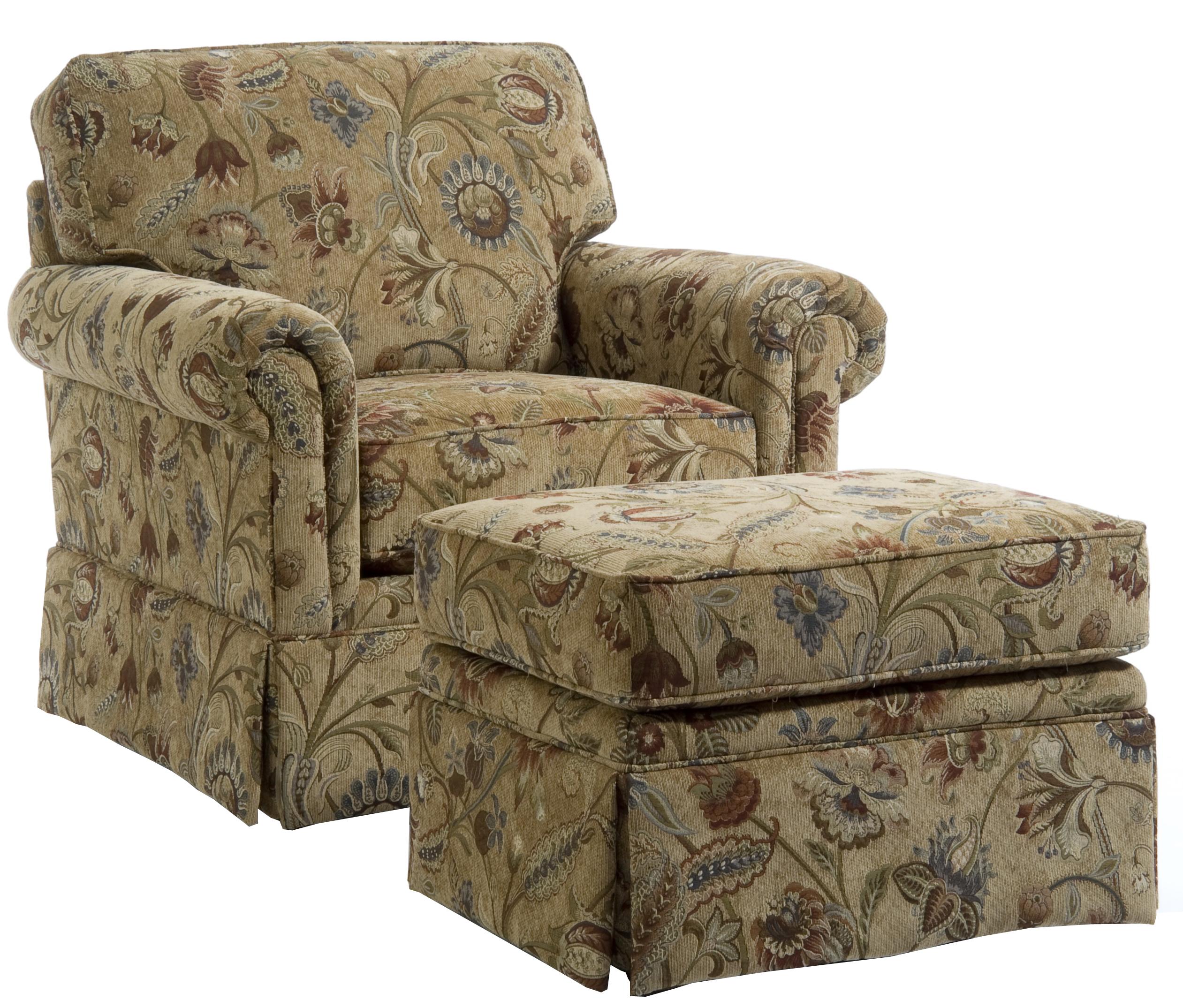 Broyhill Furniture Audrey Chair and Ottoman with Skirt AHFA Chair & Ottoman Sets